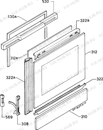 Взрыв-схема плиты (духовки) Electrolux G560 - Схема узла Door 003